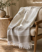 Misty Grey Diamond bedspread detail, handwoven Moroccan cotton, photo 7