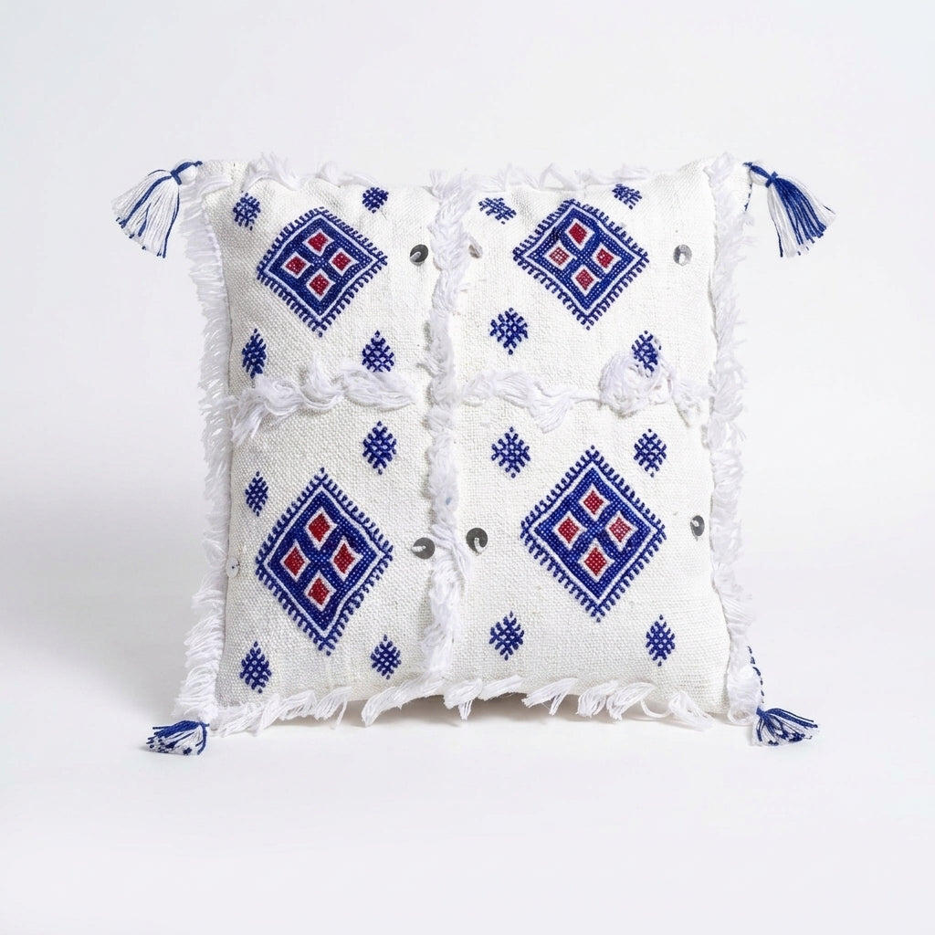 Blue Medallion Moroccan pillow cover, detail photo 5