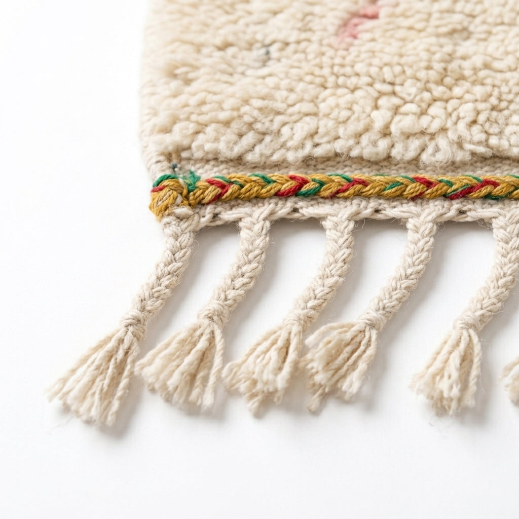 Berber X Azilal rug — hand-knotted fringe detail close-up