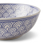Blue Fan Arches Moroccan ceramic sink - side view