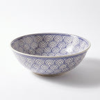 Blue Fan Arches Moroccan ceramic sink - top view of arched line-work