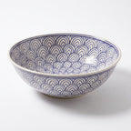 Blue Fan Arches Moroccan ceramic sink - exterior fan detail