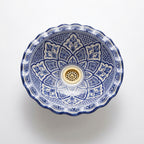 Blue Lotus Wave Moroccan ceramic sink - side view of wave rim