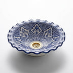 Blue Lotus Wave Moroccan ceramic sink - top view