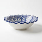 Blue Lotus Wave Moroccan ceramic sink - detail of checkered diamonds