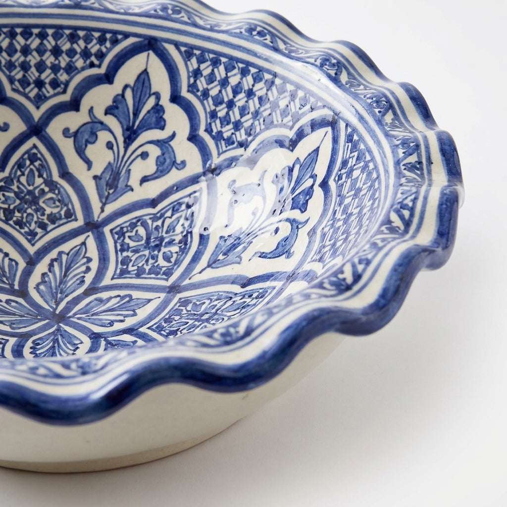 Blue Lotus Wave Moroccan ceramic sink - studio view