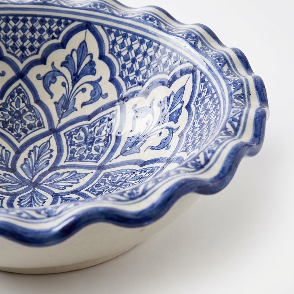 Blue Lotus Wave Moroccan ceramic sink - studio view