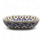 Blue Palmette White Moroccan ceramic sink - side angle of white and blue basin