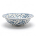Blue Peony Moroccan ceramic sink - profile view