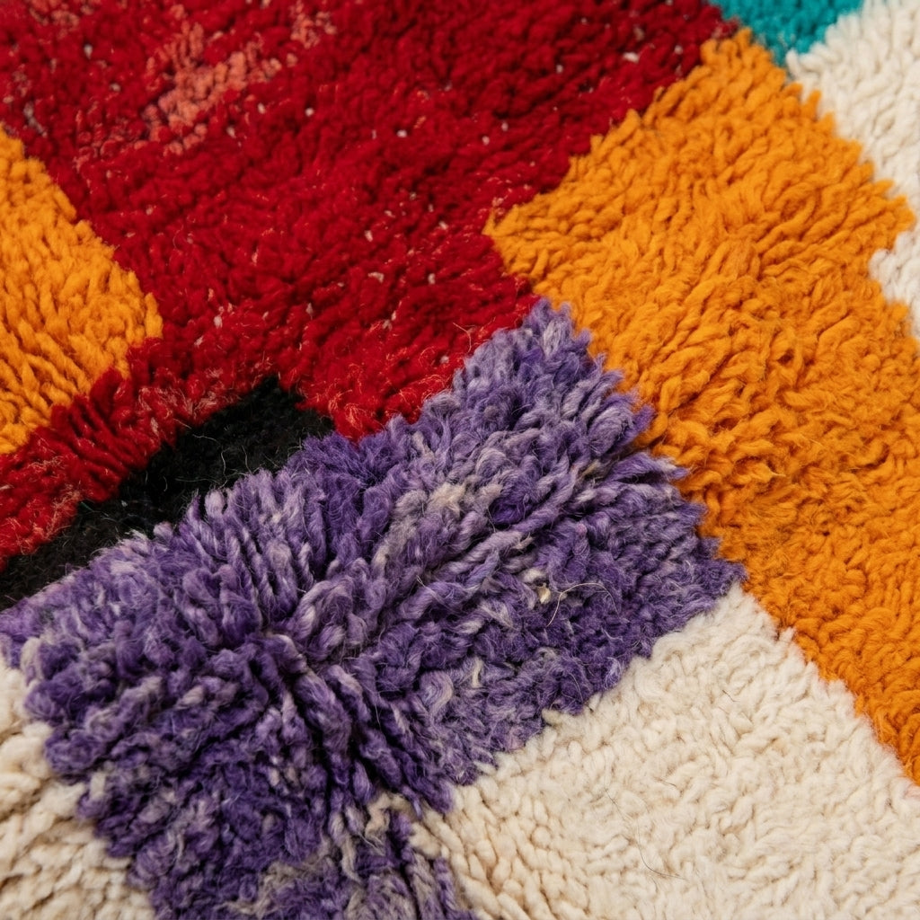 Bold Blocks Azilal rug — wool pile texture close-up