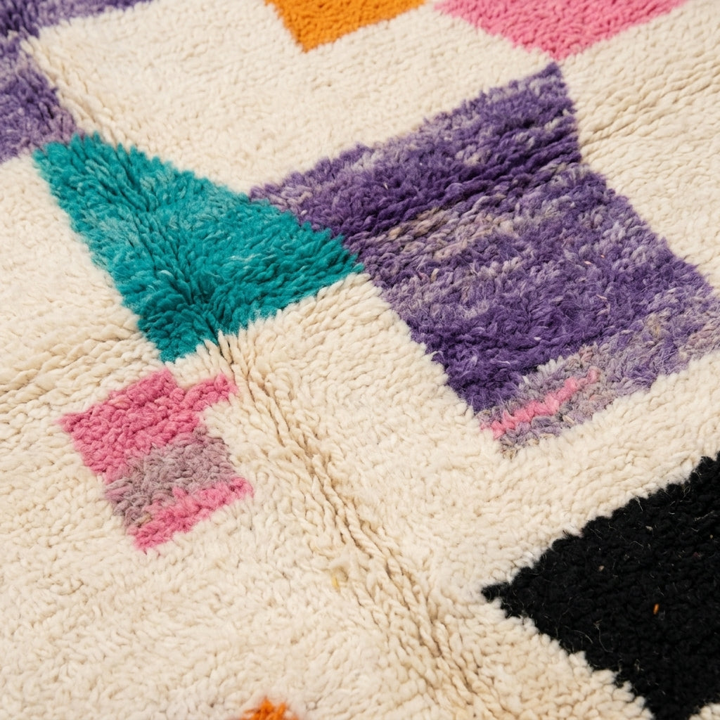 Bold Blocks Azilal rug — wool pile texture close-up