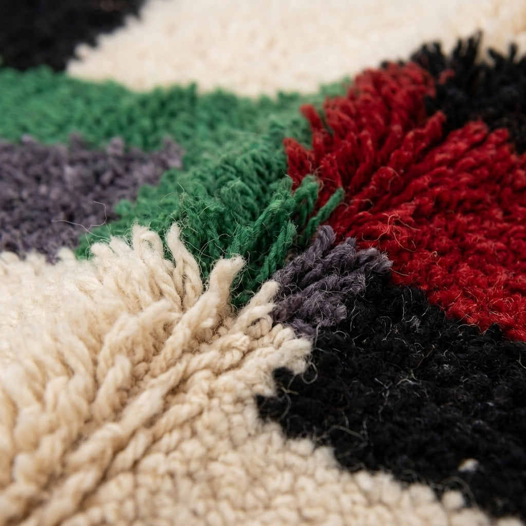 Bold Blocks Azilal rug — wool pile texture close-up