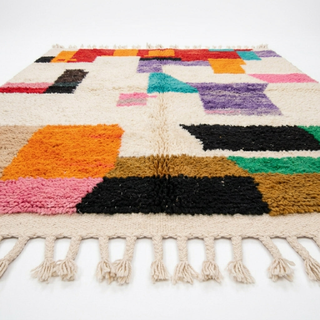 Bold Blocks Azilal rug — full rug on white studio background
