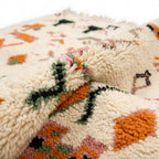 Bordered Blossom Azilal rug — wool pile texture close-up