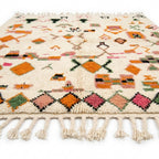 Bordered Blossom Azilal rug — wool pile texture close-up