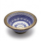 Brass Rim Fessi Moroccan ceramic sink - side view showing brass foot