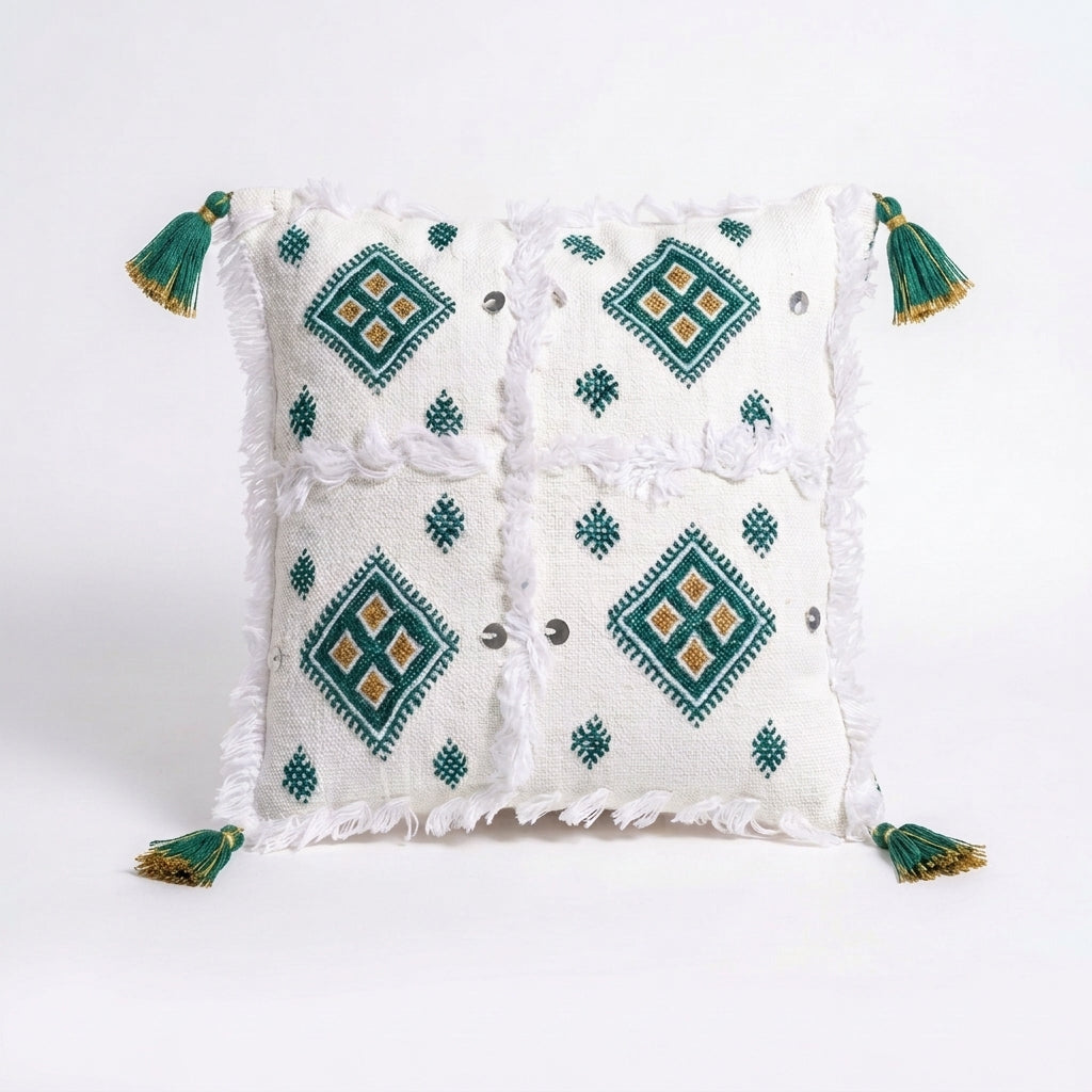 Emerald and Gold Moroccan pillow cover, detail photo 5