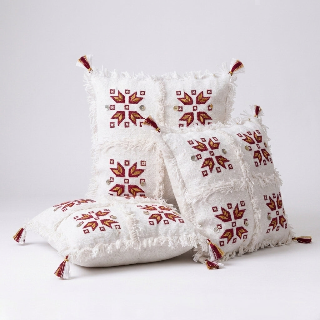Silver Starburst Moroccan pillow cover, detail photo 2