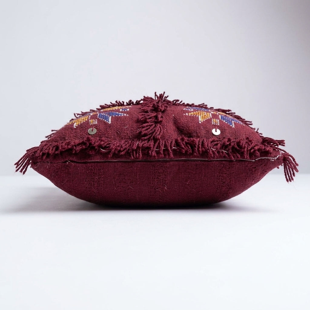 Maroon Star Moroccan pillow cover, detail photo 5