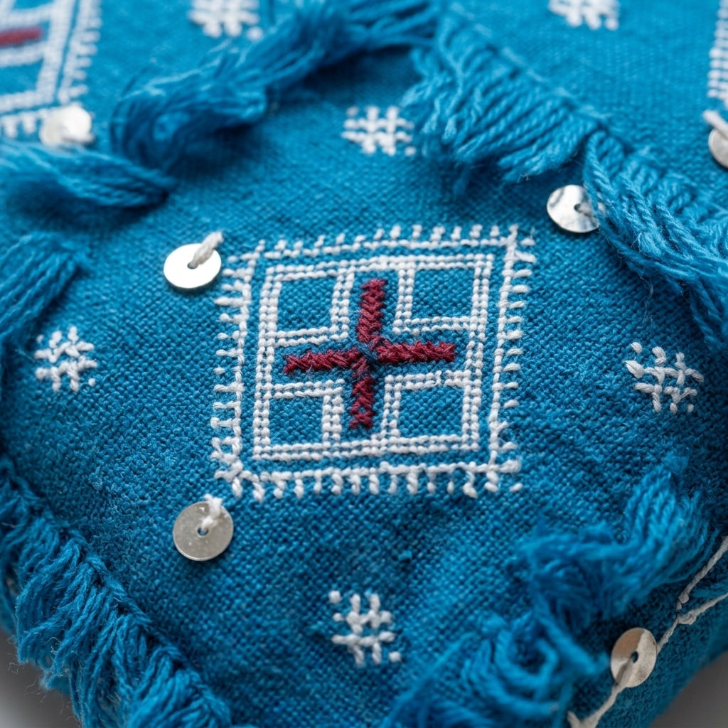 Ocean Berber Diamond Moroccan pillow cover, detail photo 6