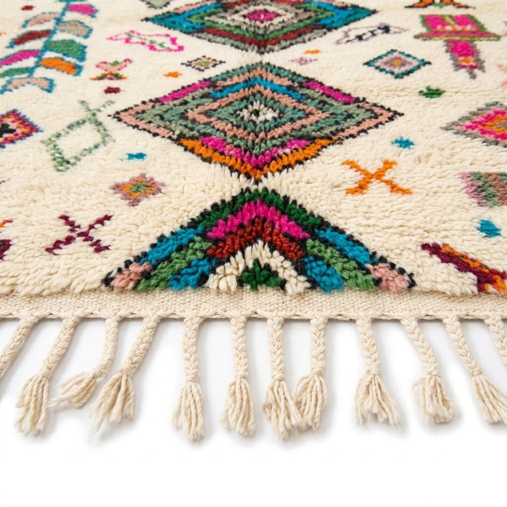 Carnival Azilal rug — hand-knotted fringe detail close-up