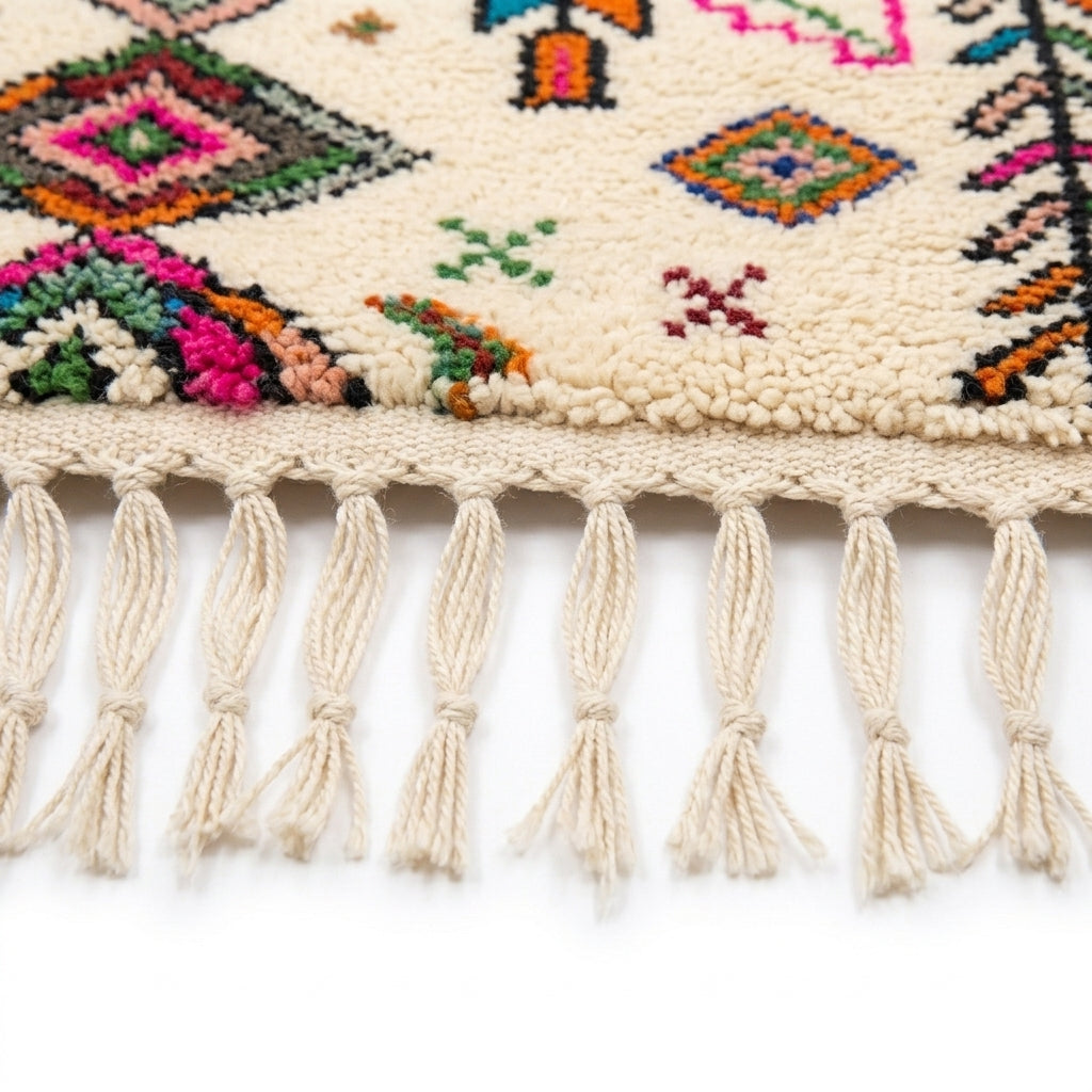 Carnival Azilal rug — hand-knotted fringe detail close-up