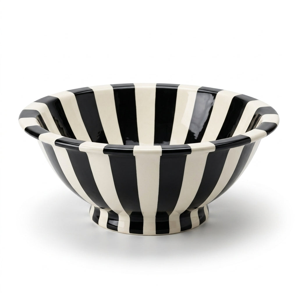 Casablanca Stripes Moroccan ceramic sink - detail of hand-painted stripes