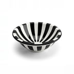 Casablanca Stripes Moroccan ceramic vessel sink - bold black and white radial stripes with flared rim
