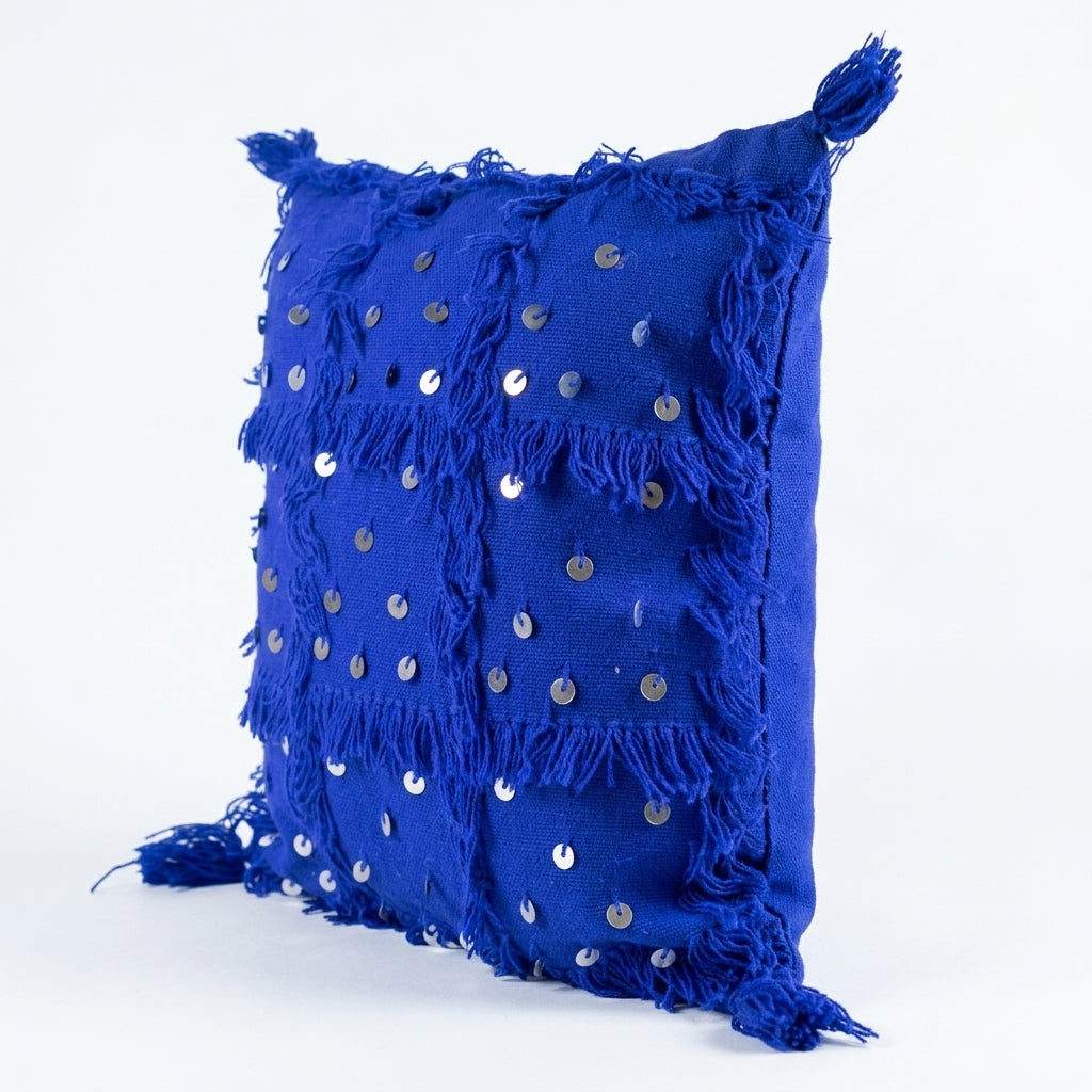 Majorelle Sequin Moroccan pillow cover, detail photo 5