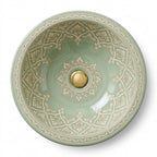 Celadon Trellis Moroccan ceramic sink - top-down view