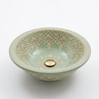 Celadon Trellis Moroccan ceramic sink - front view
