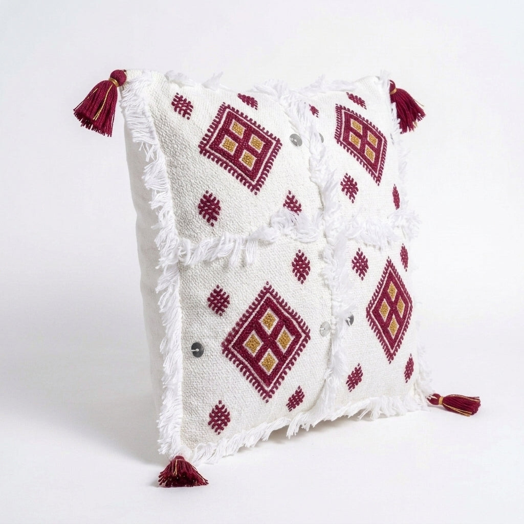 Berry Diamond Moroccan pillow cover, detail photo 4