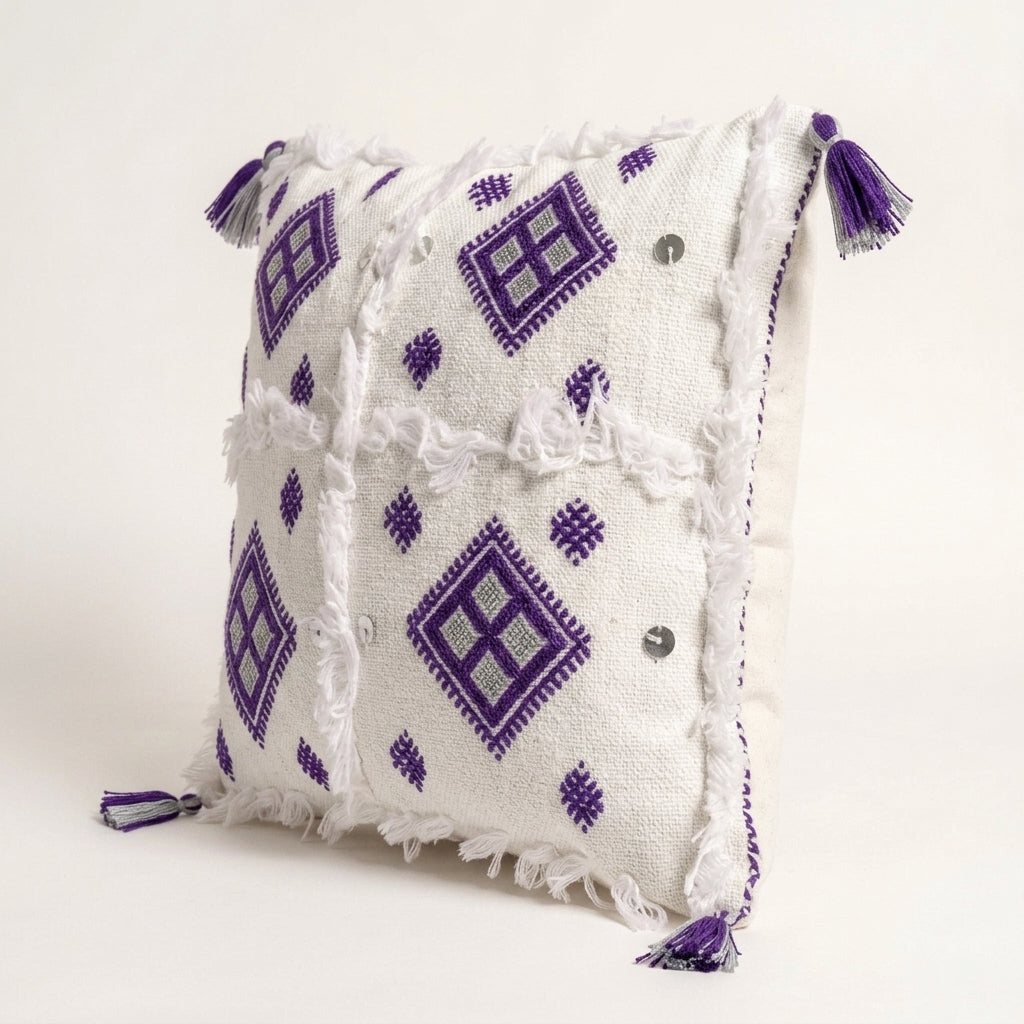 Purple Diamond Moroccan pillow cover, detail photo 5
