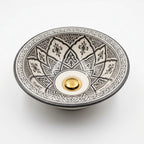 Charcoal Lotus Moroccan ceramic sink - angled view of lotus petals