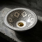 Charcoal Lotus Moroccan ceramic sink - geometric pattern view