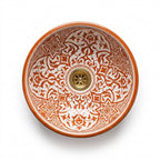 Cinnamon Carved Moroccan ceramic sink - detail of carved flowers
