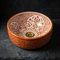 Cinnamon Carved Moroccan ceramic vessel sink - full view
