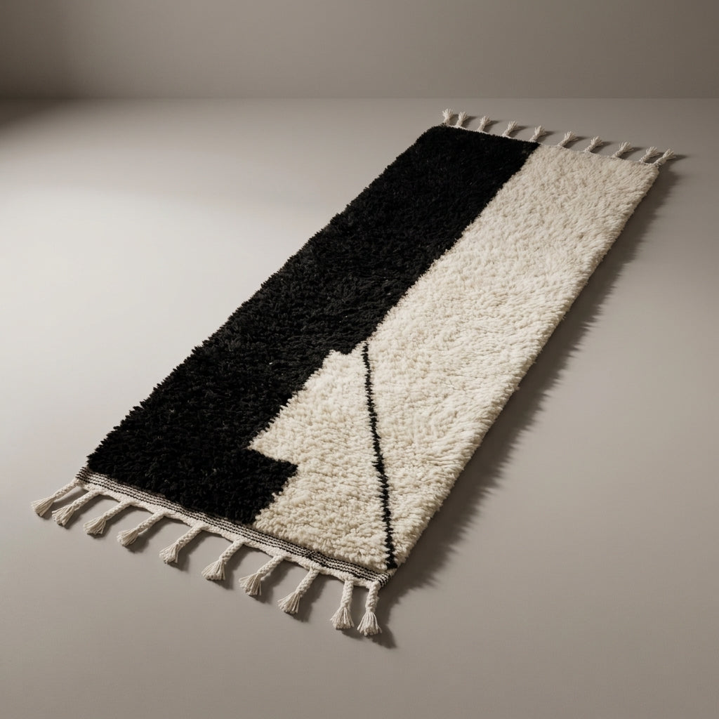 Clay Path Moroccan Runner Rug - handwoven Berber wool detail