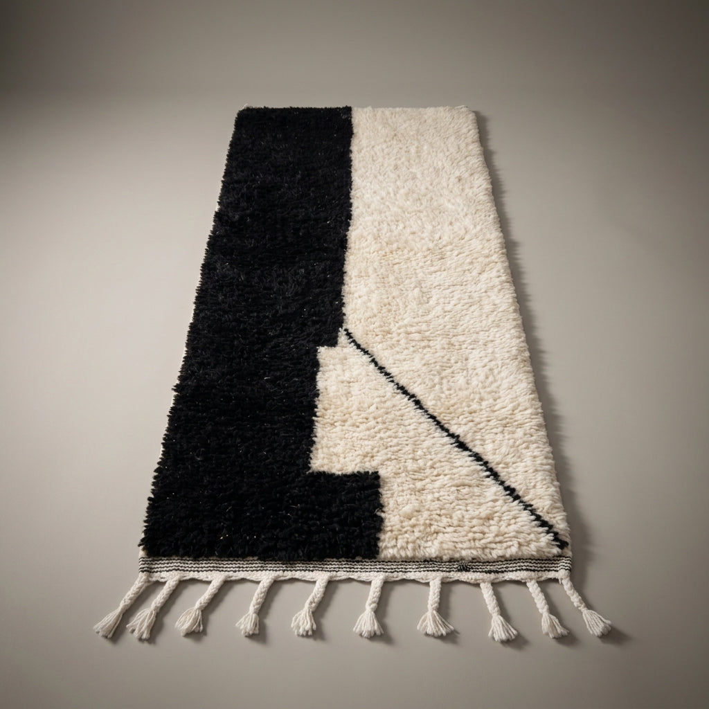 Clay Path Moroccan Runner Rug - handwoven Berber wool detail