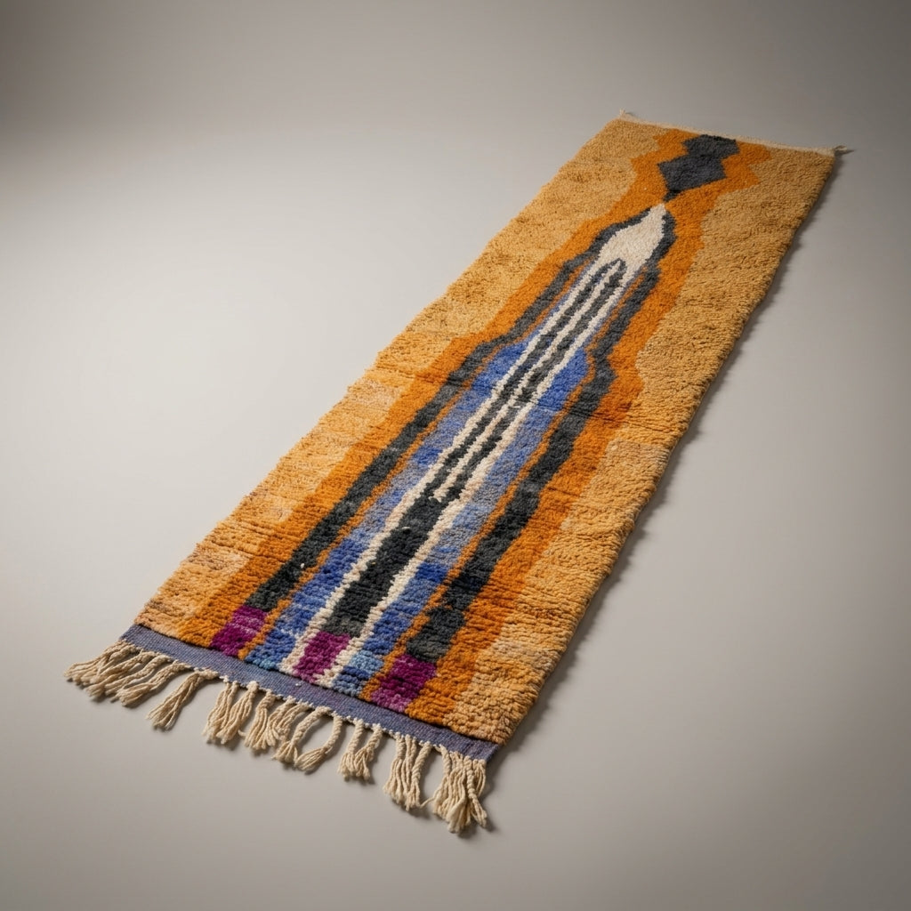 Cobalt Passage Moroccan Runner Rug - handwoven Berber wool