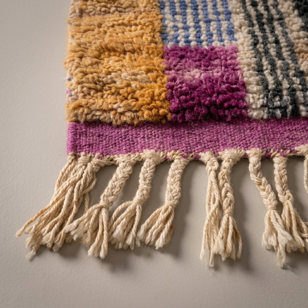 Cobalt Passage Moroccan Runner Rug - handwoven Berber wool detail