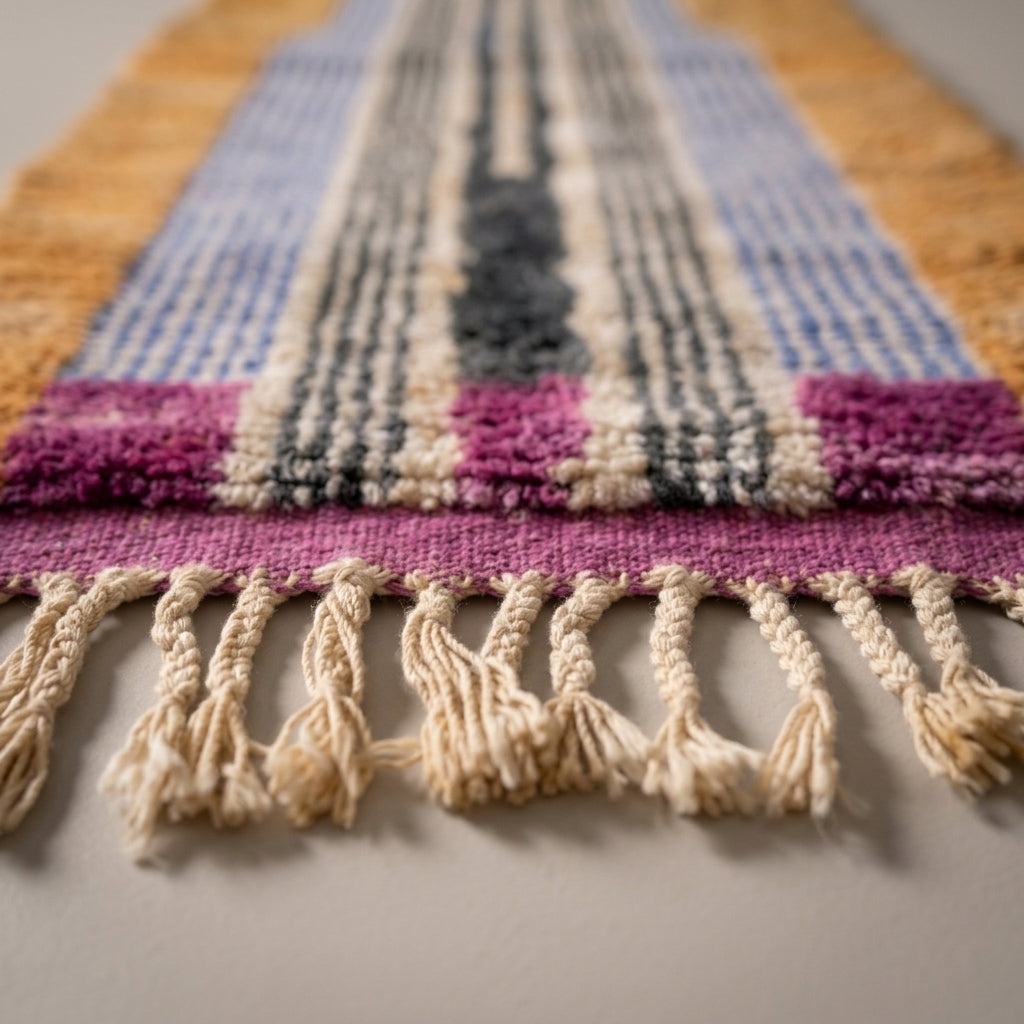 Cobalt Passage Moroccan Runner Rug - handwoven Berber wool detail