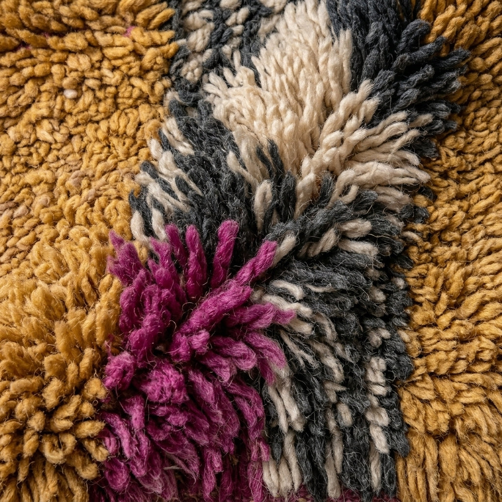 Cobalt Passage Moroccan Runner Rug - handwoven Berber wool detail