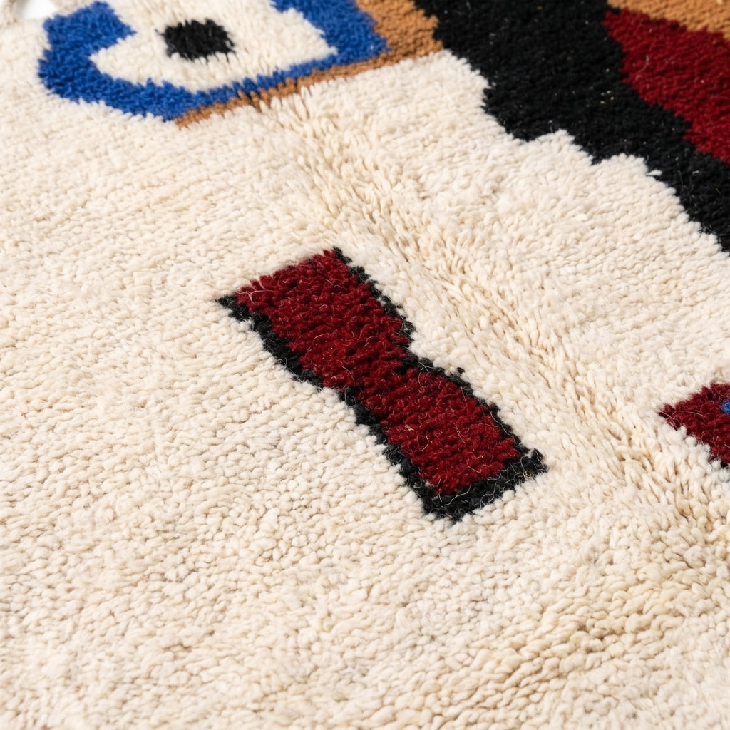 Cobalt Spark Azilal rug — wool pile texture close-up