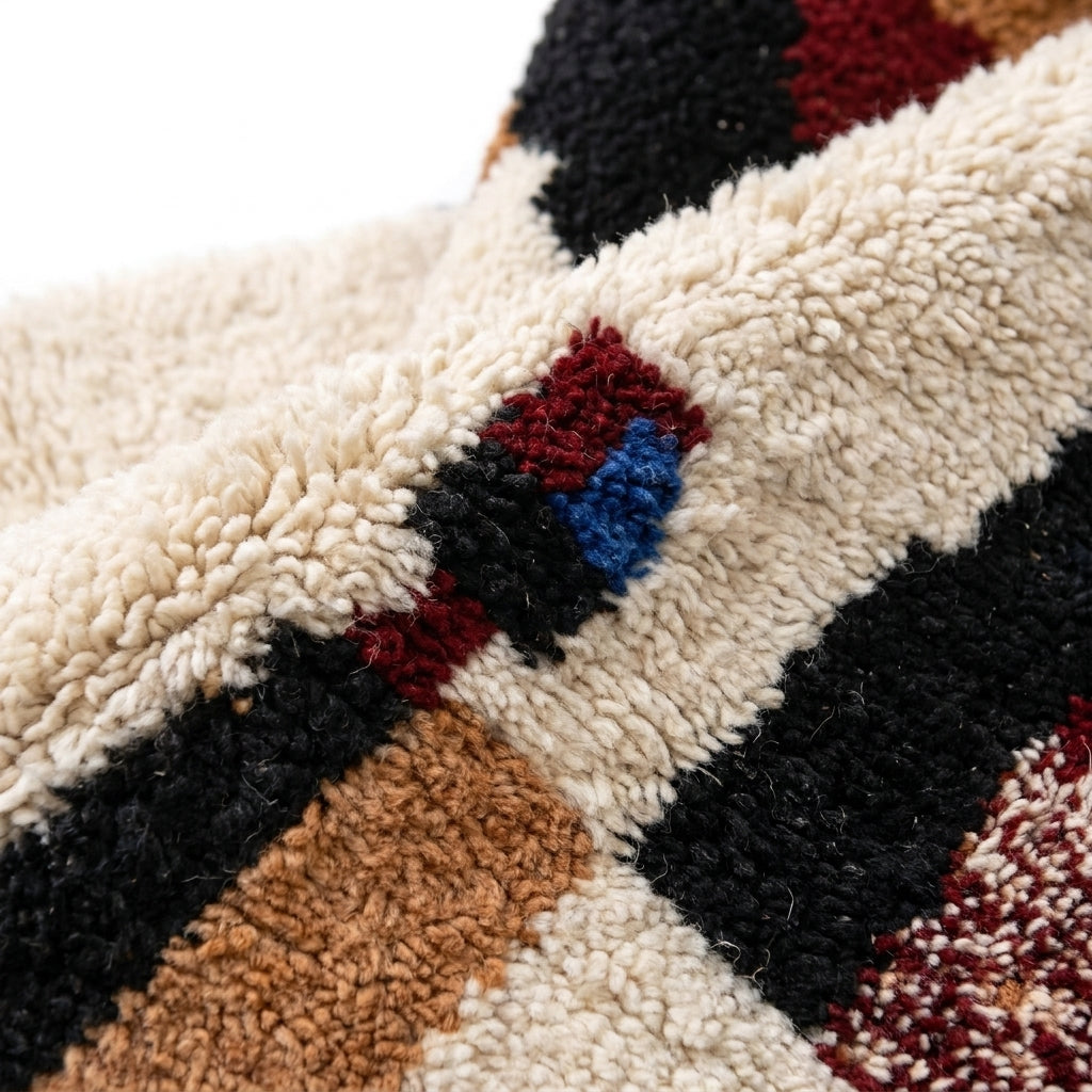 Cobalt Spark Azilal rug — wool pile texture close-up