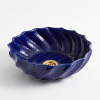 Cobalt Twist Moroccan ceramic sink - profile view