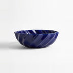 Cobalt Twist Moroccan ceramic vessel sink - deep cobalt blue sculpted twist flutes