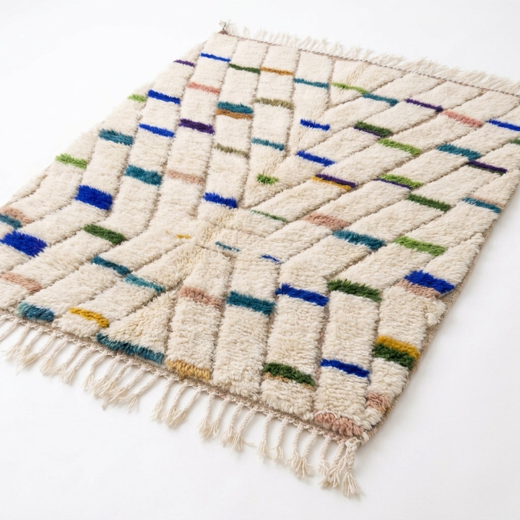 Confetti Dash Azilal rug — full rug on white studio background