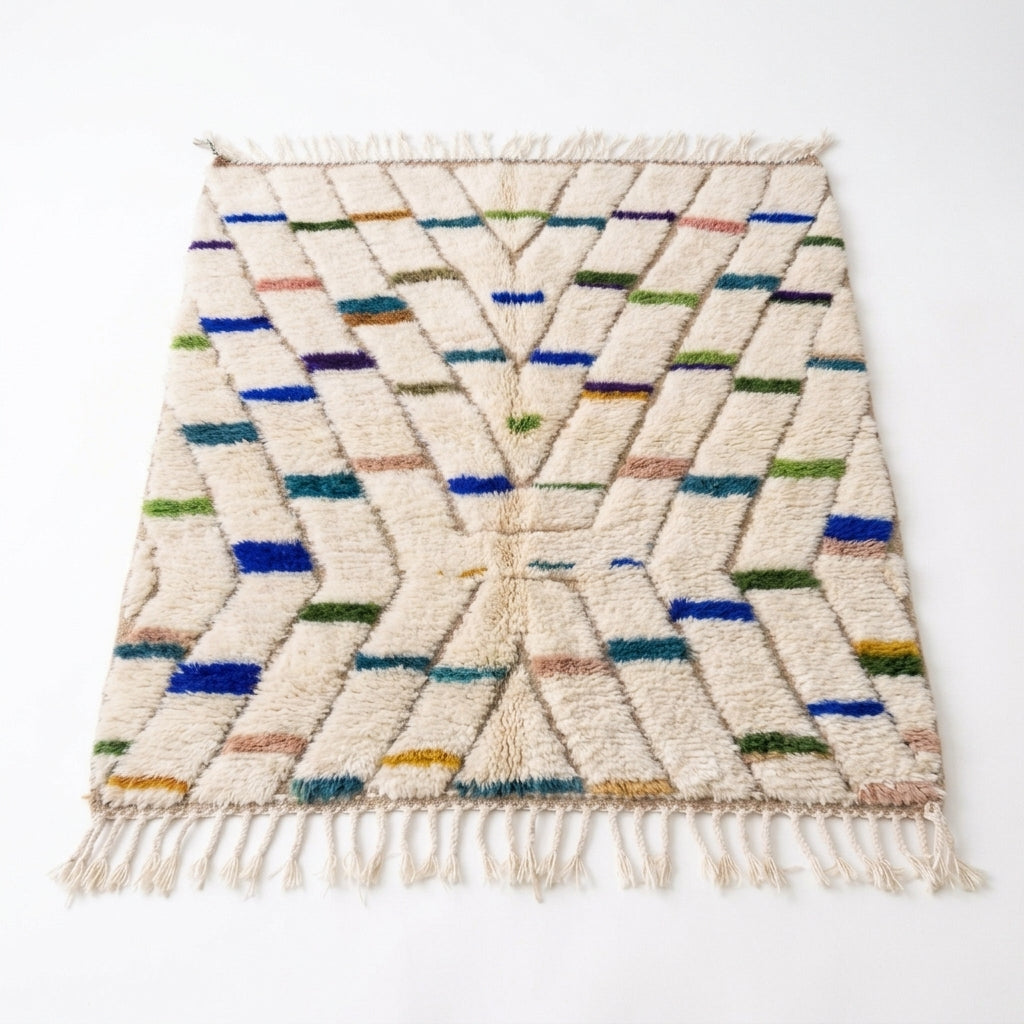 Confetti Dash Azilal rug — full rug on white studio background