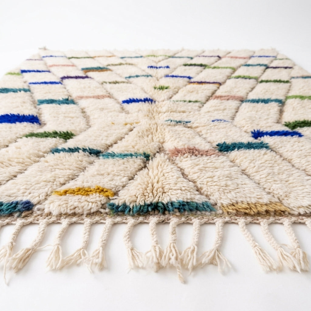 Confetti Dash Azilal rug — full rug on white studio background
